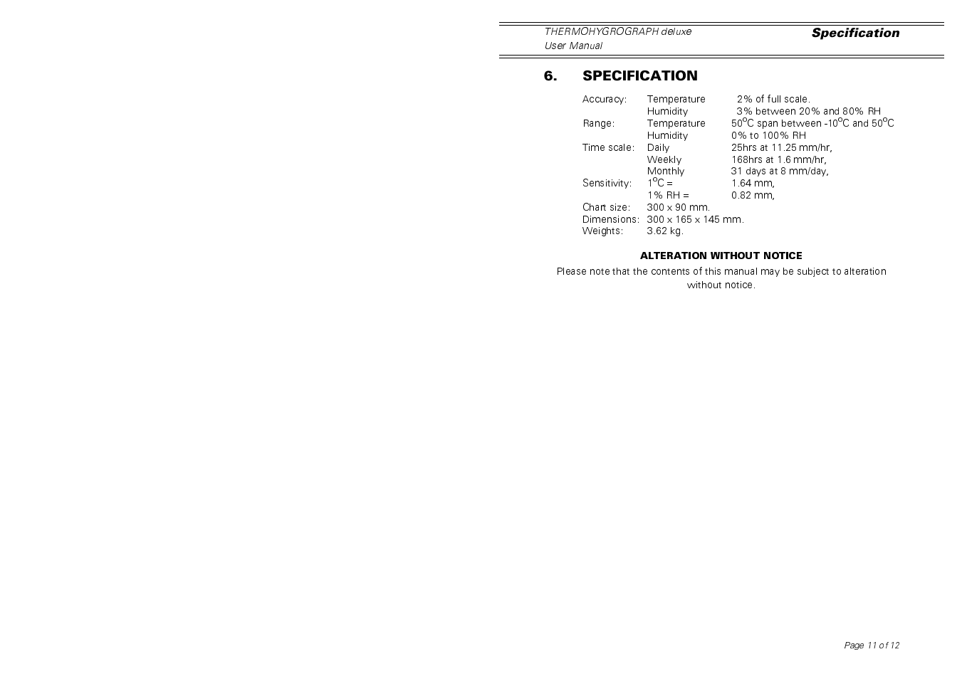 Casella CEL Thermohygrograph deluxe model User Manual | Page 11 / 12