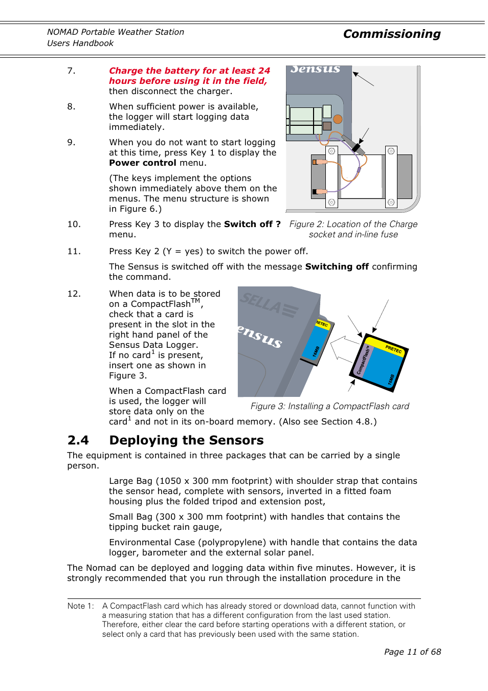 4 deploying the sensors, Commissioning | Casella CEL Nomad portable weather station User Manual | Page 11 / 68