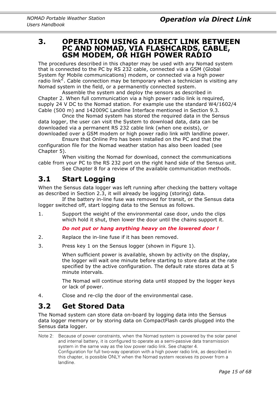 1 start logging, 2 get stored data, Operation via direct link | Casella CEL Nomad portable weather station User Manual | Page 15 / 68
