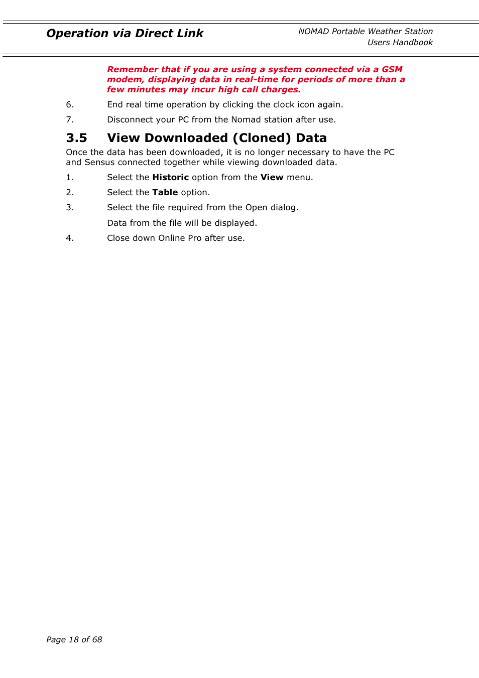 5 view downloaded (cloned) data, Operation via direct link | Casella CEL Nomad portable weather station User Manual | Page 18 / 68