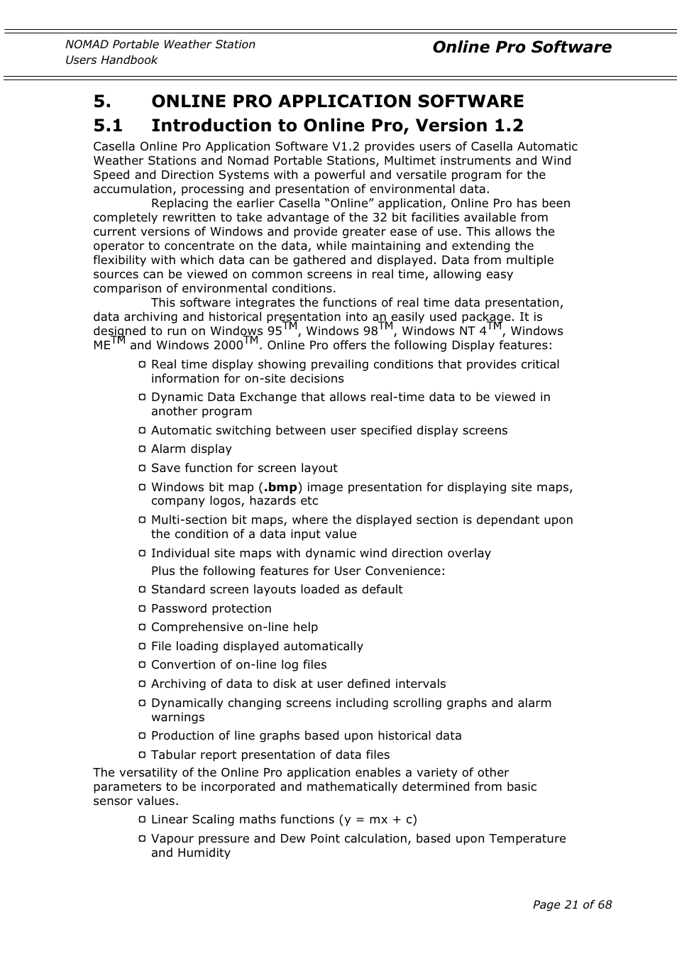 Online pro software | Casella CEL Nomad portable weather station User Manual | Page 21 / 68