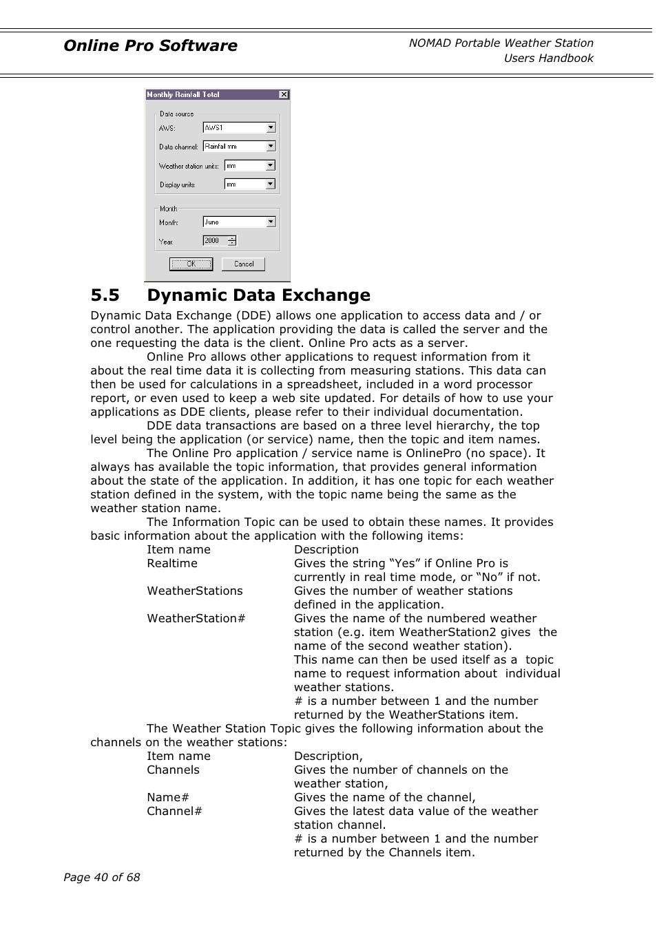 5 dynamic data exchange, Online pro software | Casella CEL Nomad portable weather station User Manual | Page 40 / 68
