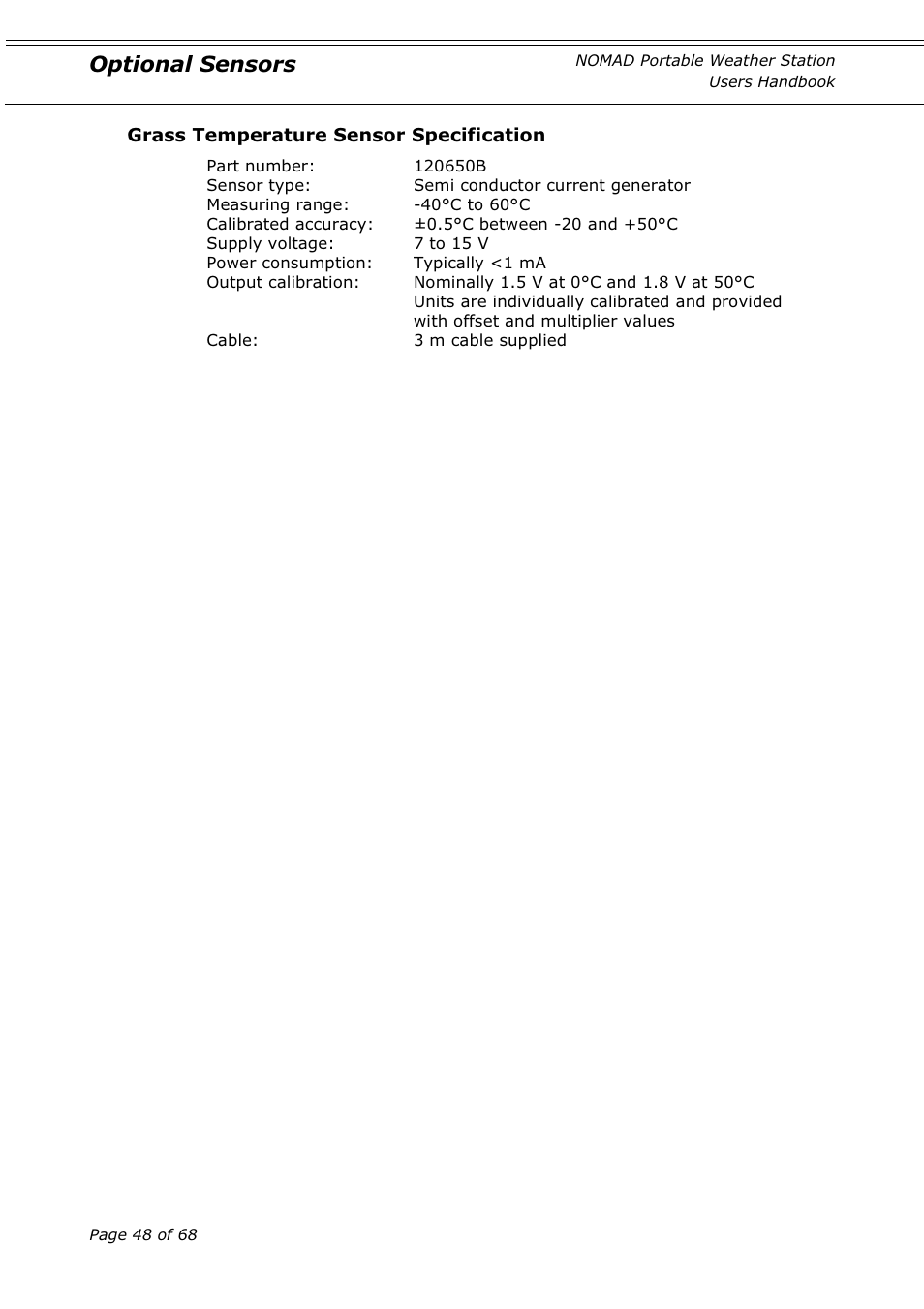 Optional sensors | Casella CEL Nomad portable weather station User Manual | Page 48 / 68