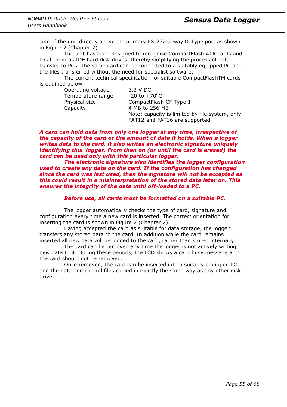 Sensus data logger | Casella CEL Nomad portable weather station User Manual | Page 55 / 68