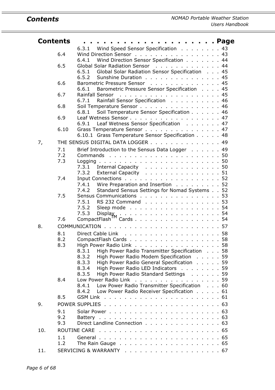 Casella CEL Nomad portable weather station User Manual | Page 6 / 68