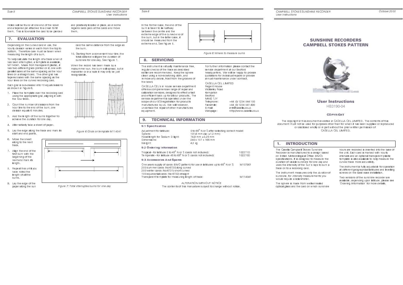 Casella CEL Campbell Stokes Sunshine recorder User Manual | 2 pages