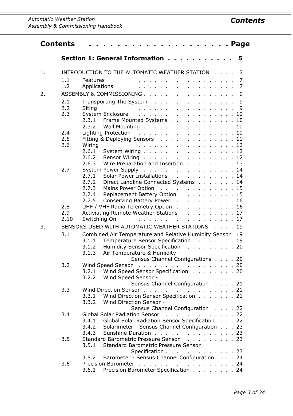 Casella CEL Automatic weather station User Manual | Page 3 / 34