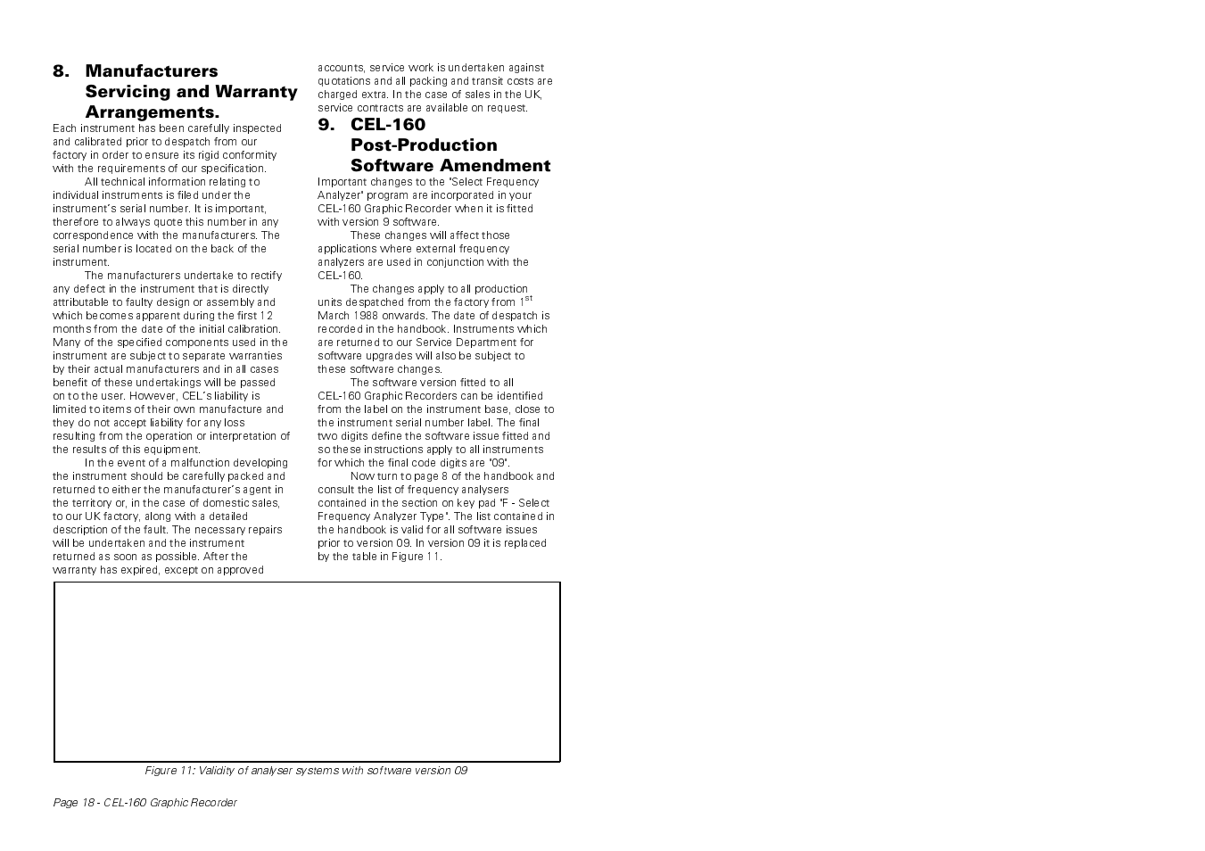 Manufacturers servicing and warranty arrangements, Cel-160 post-production software amendment | Casella CEL CEL-160 User Manual | Page 18 / 24
