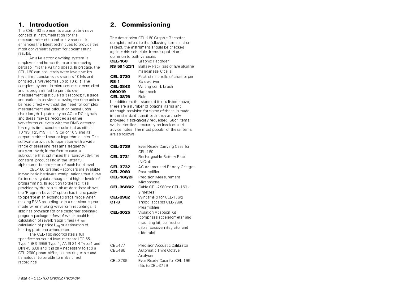 Introduction, Commissioning | Casella CEL CEL-160 User Manual | Page 4 / 24