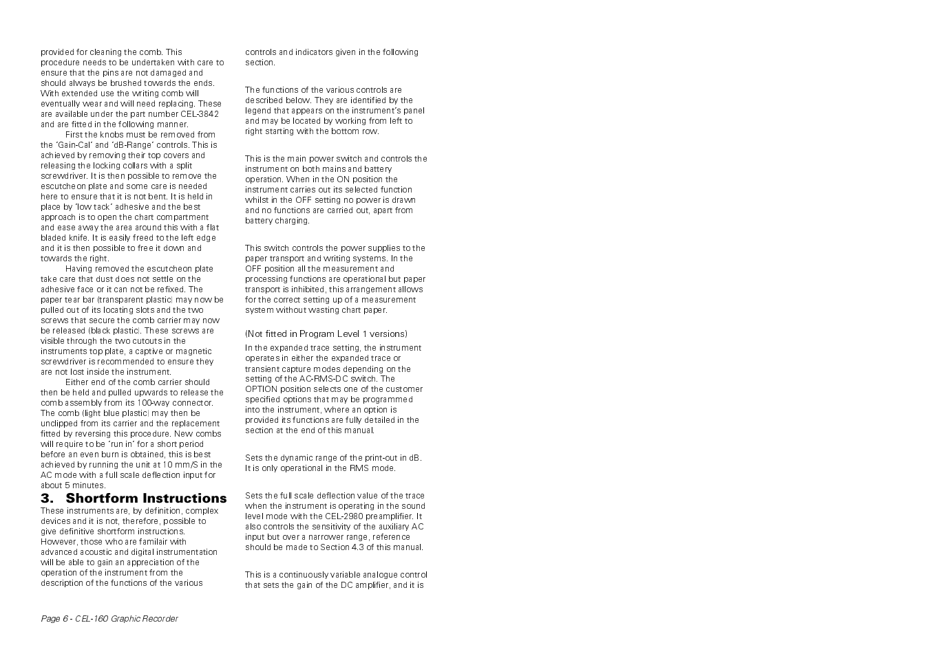 Shortform instructions | Casella CEL CEL-160 User Manual | Page 6 / 24