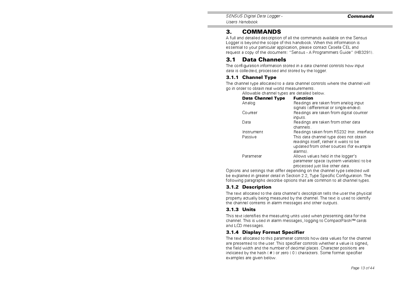 Casella CEL Sensus data logger unit User Manual | Page 13 / 44
