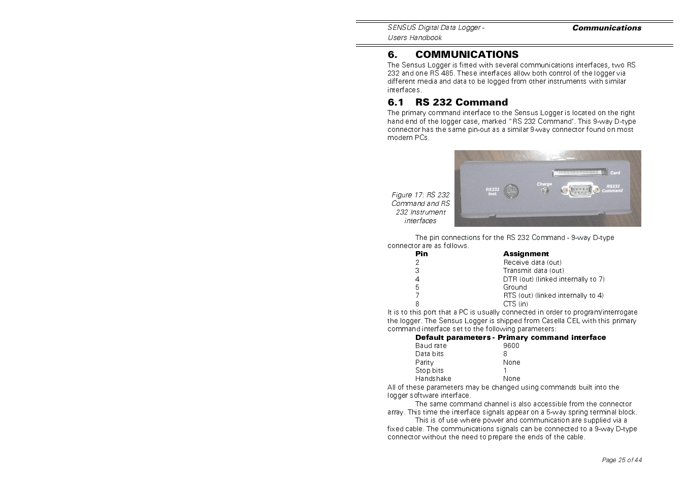 Casella CEL Sensus data logger unit User Manual | Page 25 / 44
