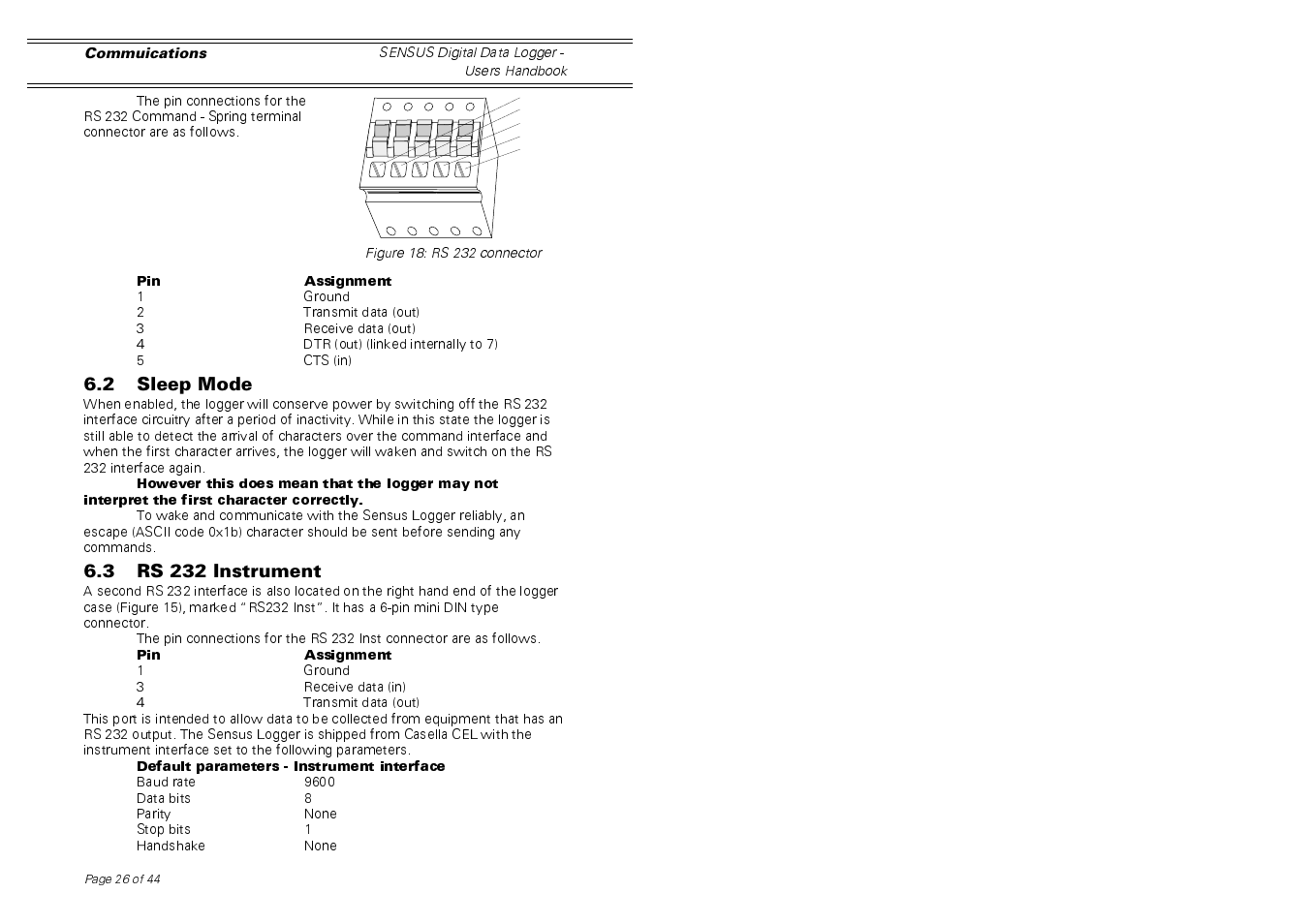 Casella CEL Sensus data logger unit User Manual | Page 26 / 44