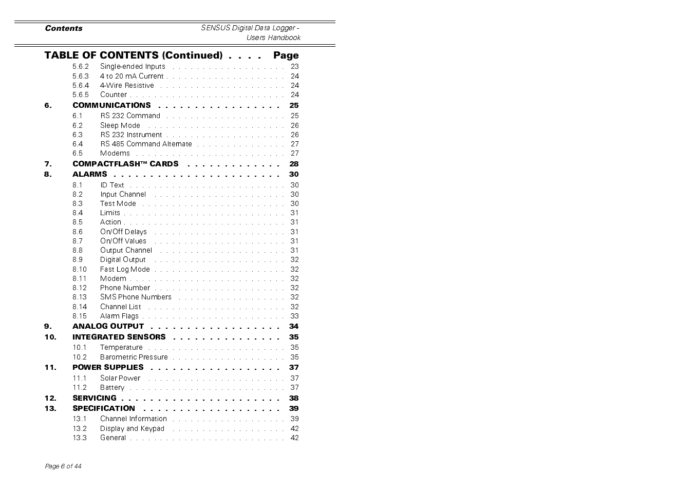 Casella CEL Sensus data logger unit User Manual | Page 6 / 44