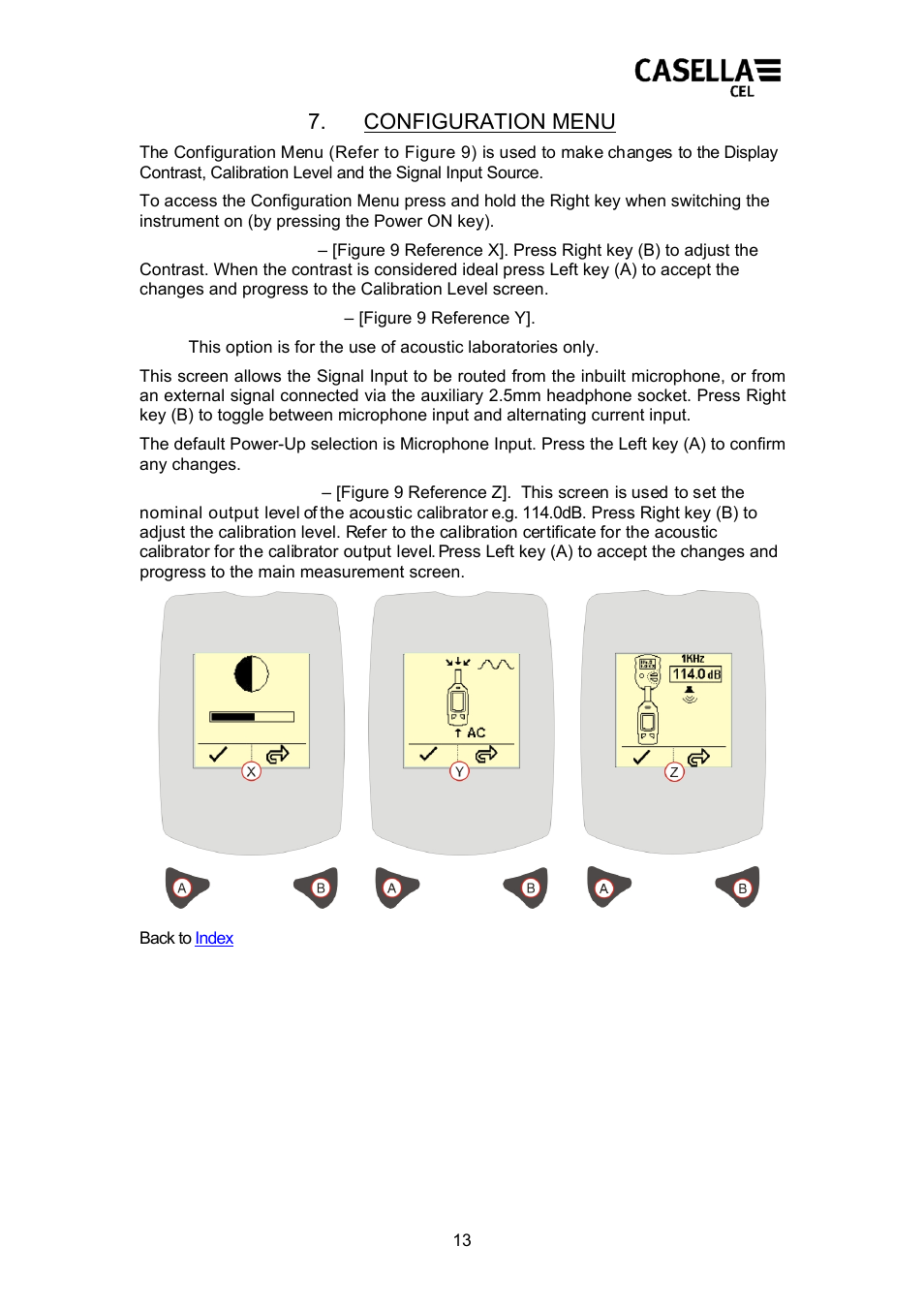 Configuration menu | Casella CEL CEL24X User Manual | Page 13 / 21