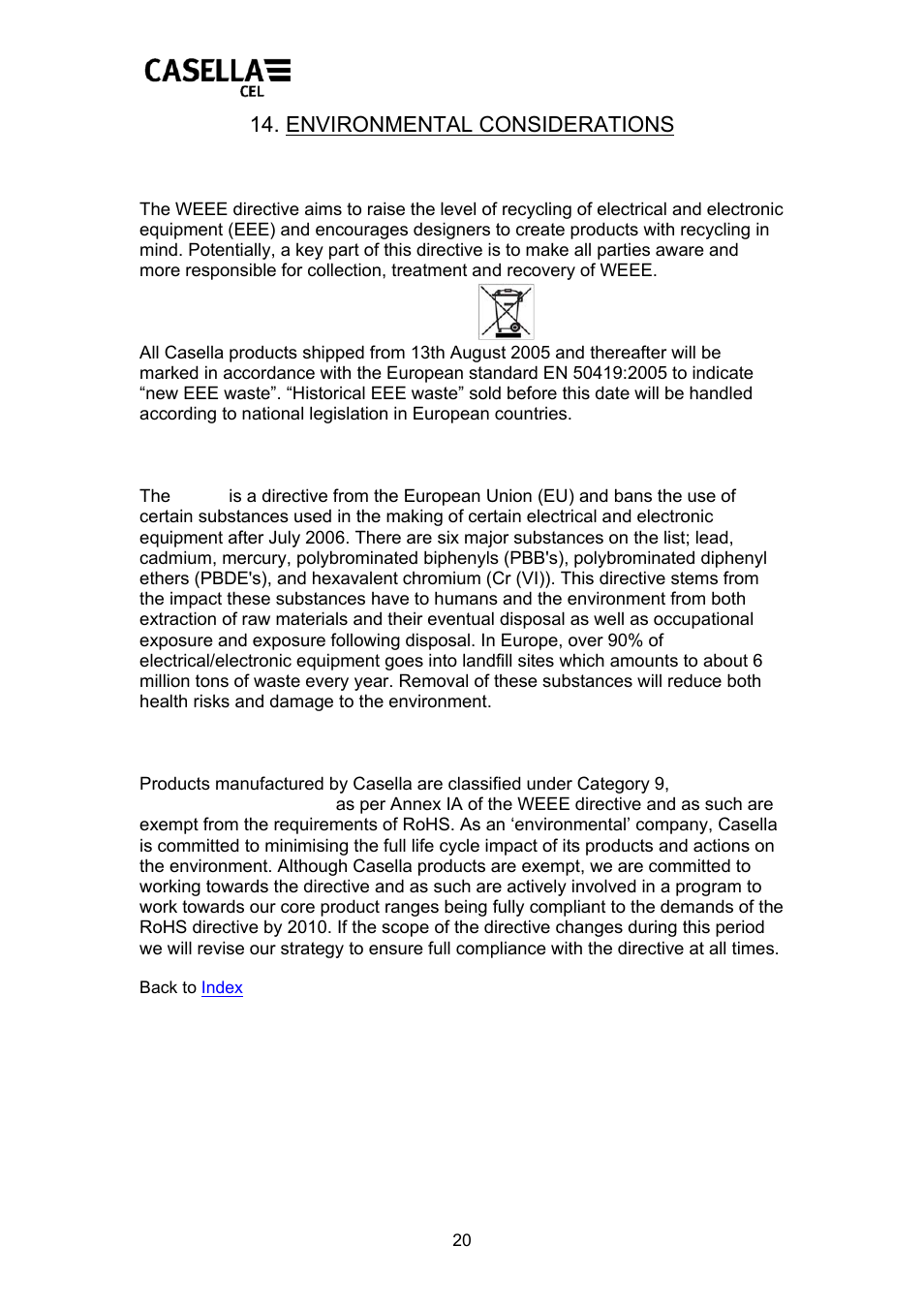 Environmental considerations | Casella CEL CEL24X User Manual | Page 20 / 21