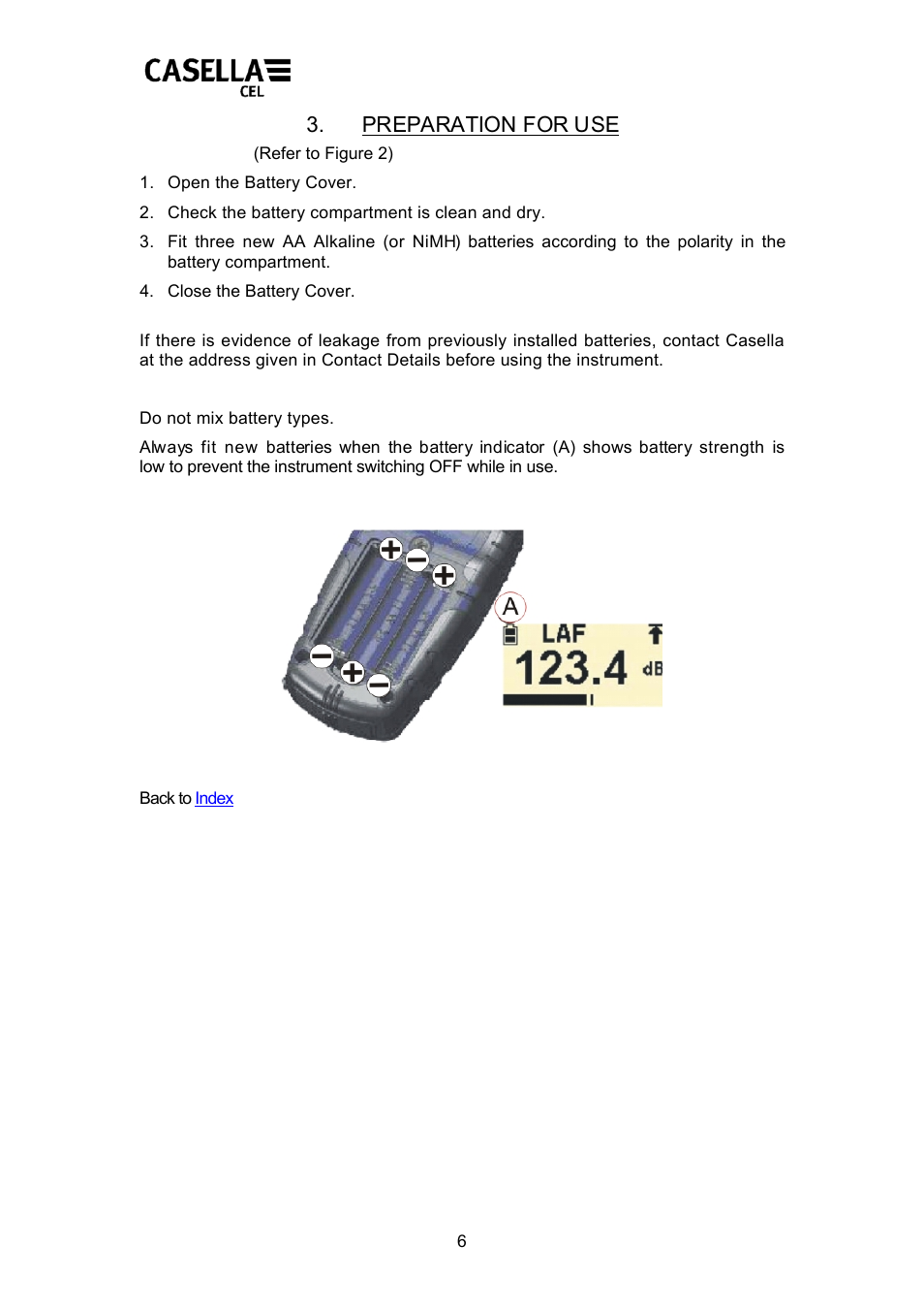 Preparation for use | Casella CEL CEL24X User Manual | Page 6 / 21