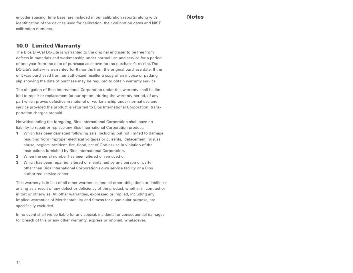 0 limited warranty | Casella CEL DryCal DC-Lite flow calibrator User Manual | Page 9 / 10