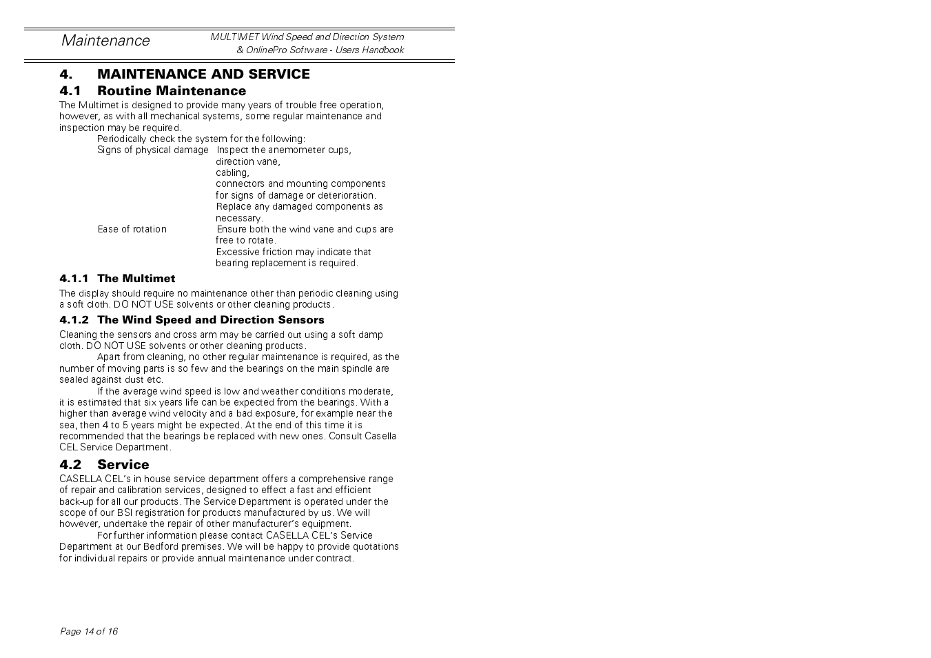 Maintenance | Casella CEL Multimet User Manual | Page 14 / 16