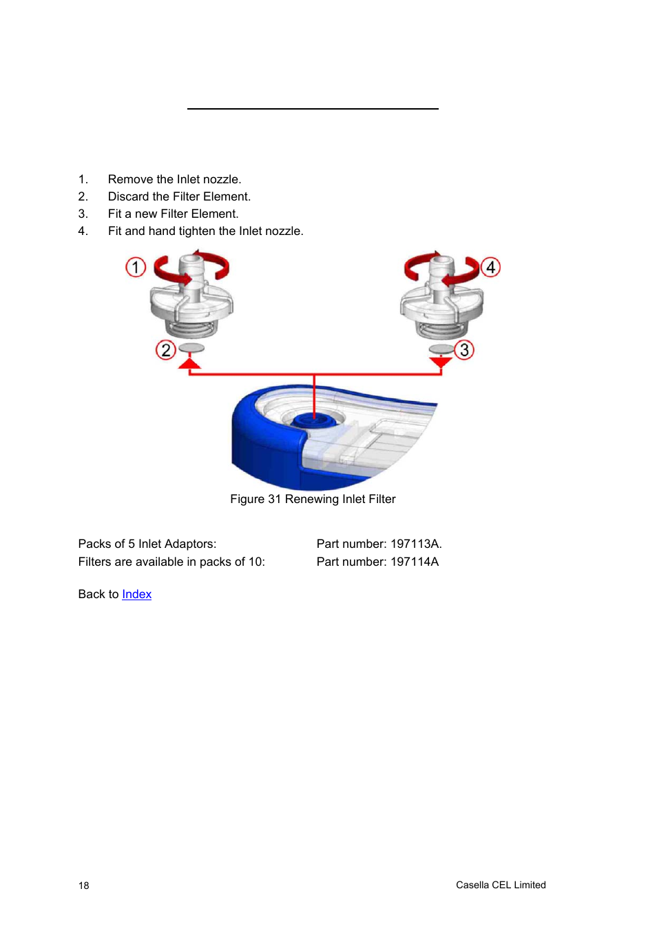 Renew inlet adapter filter | Casella CEL Software for the Tuff sampling pumps User Manual | Page 18 / 38