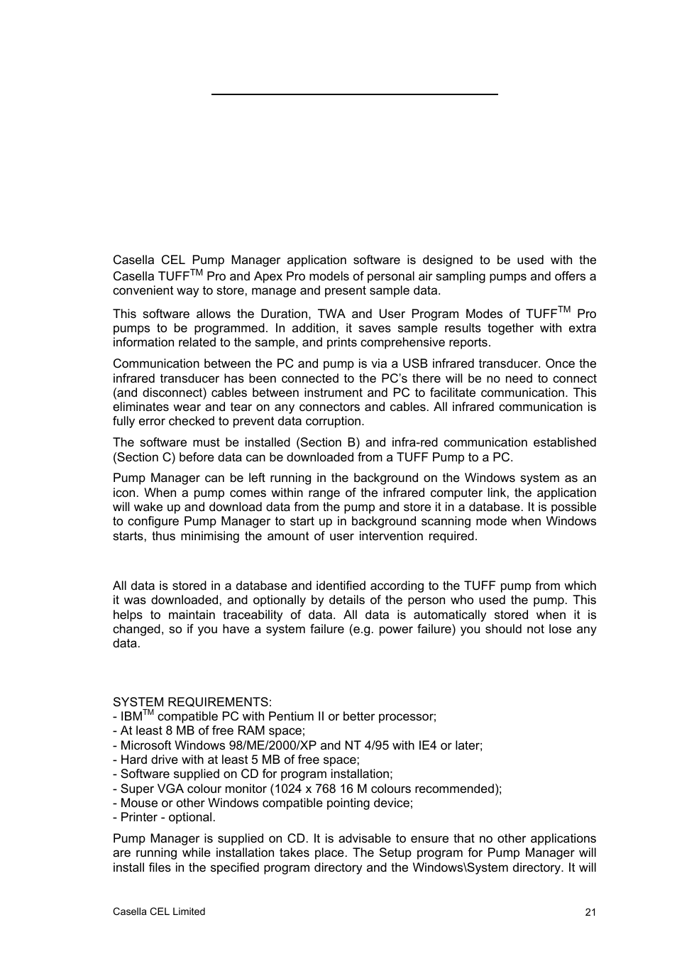 Casella CEL Software for the Tuff sampling pumps User Manual | Page 21 / 38