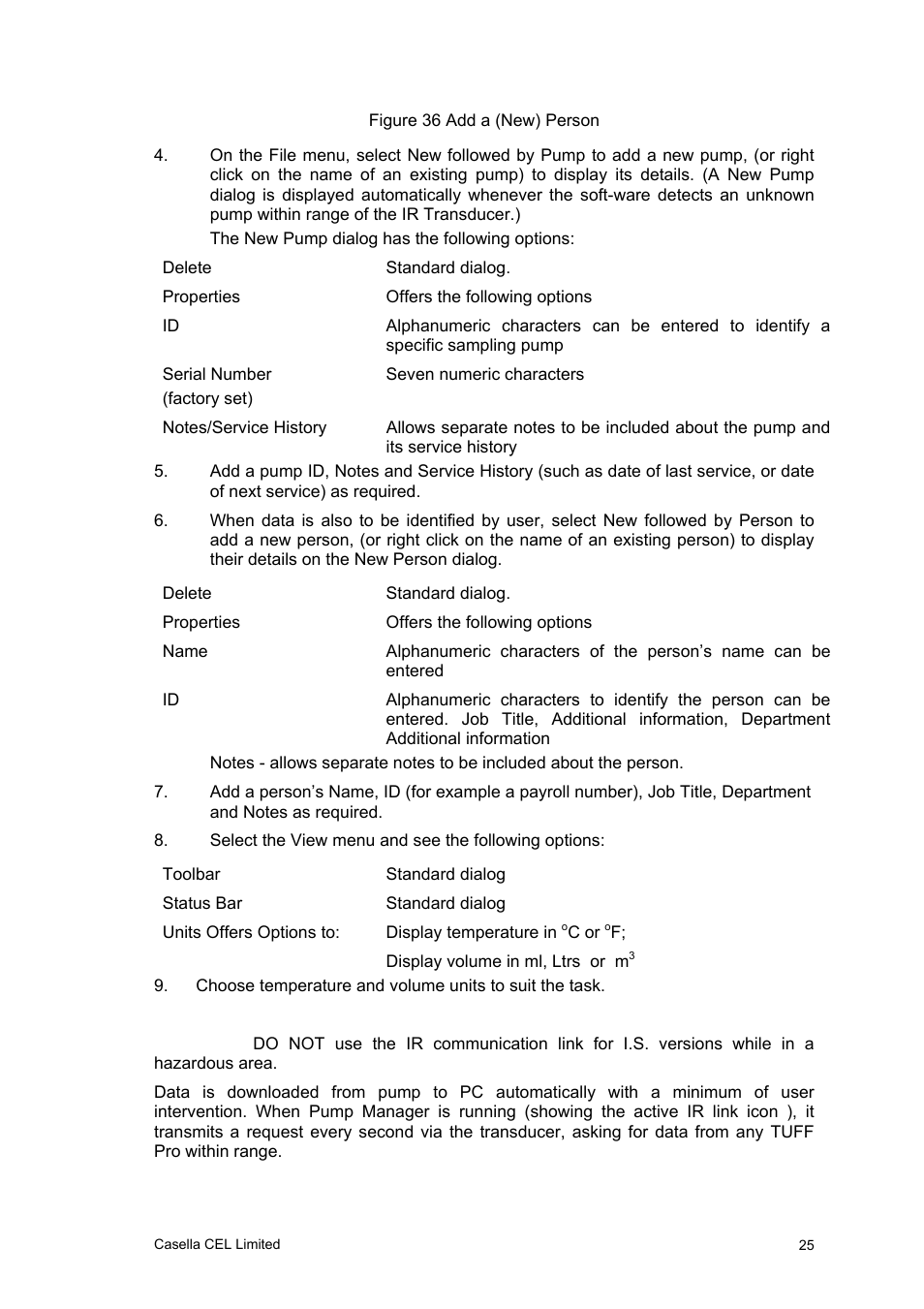 Casella CEL Software for the Tuff sampling pumps User Manual | Page 25 / 38
