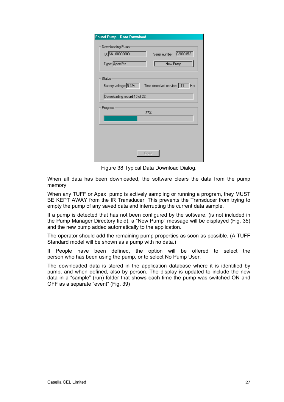 Casella CEL Software for the Tuff sampling pumps User Manual | Page 27 / 38