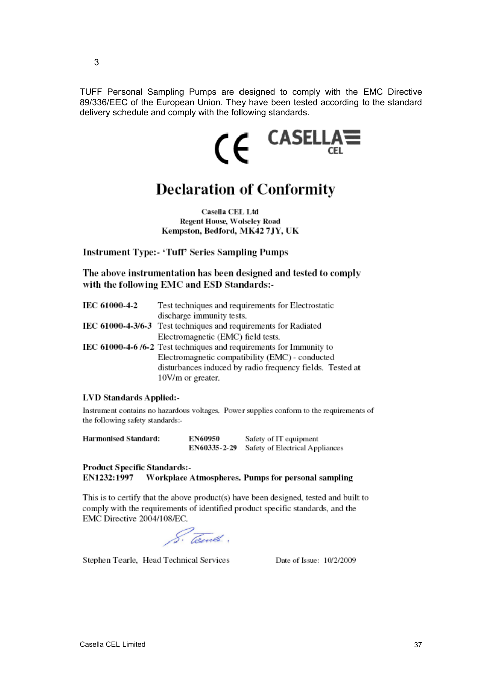 Casella CEL Software for the Tuff sampling pumps User Manual | Page 37 / 38