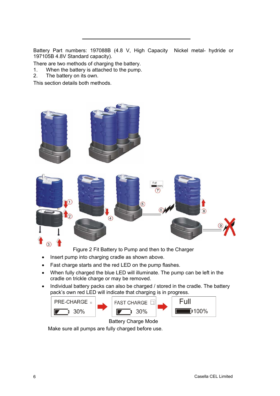 Charging the tuff unit / batteries | Casella CEL Software for the Tuff sampling pumps User Manual | Page 6 / 38