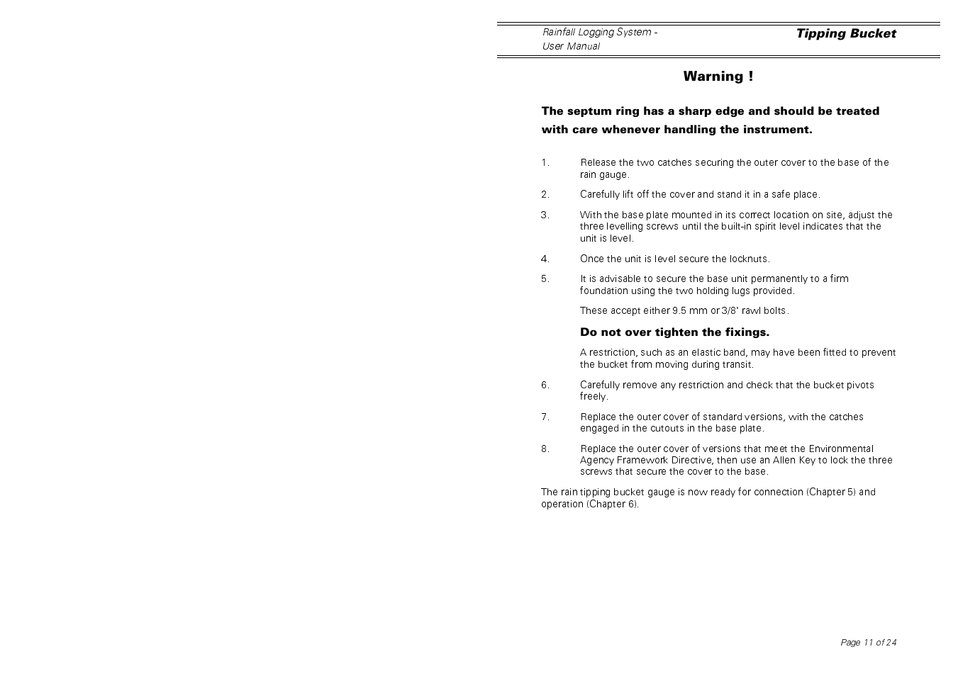 Casella CEL Software for the Rainfall gauge system User Manual | Page 11 / 24