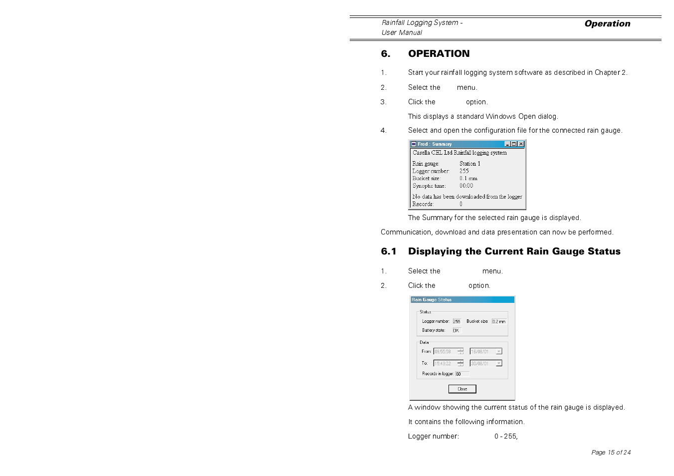 Casella CEL Software for the Rainfall gauge system User Manual | Page 15 / 24