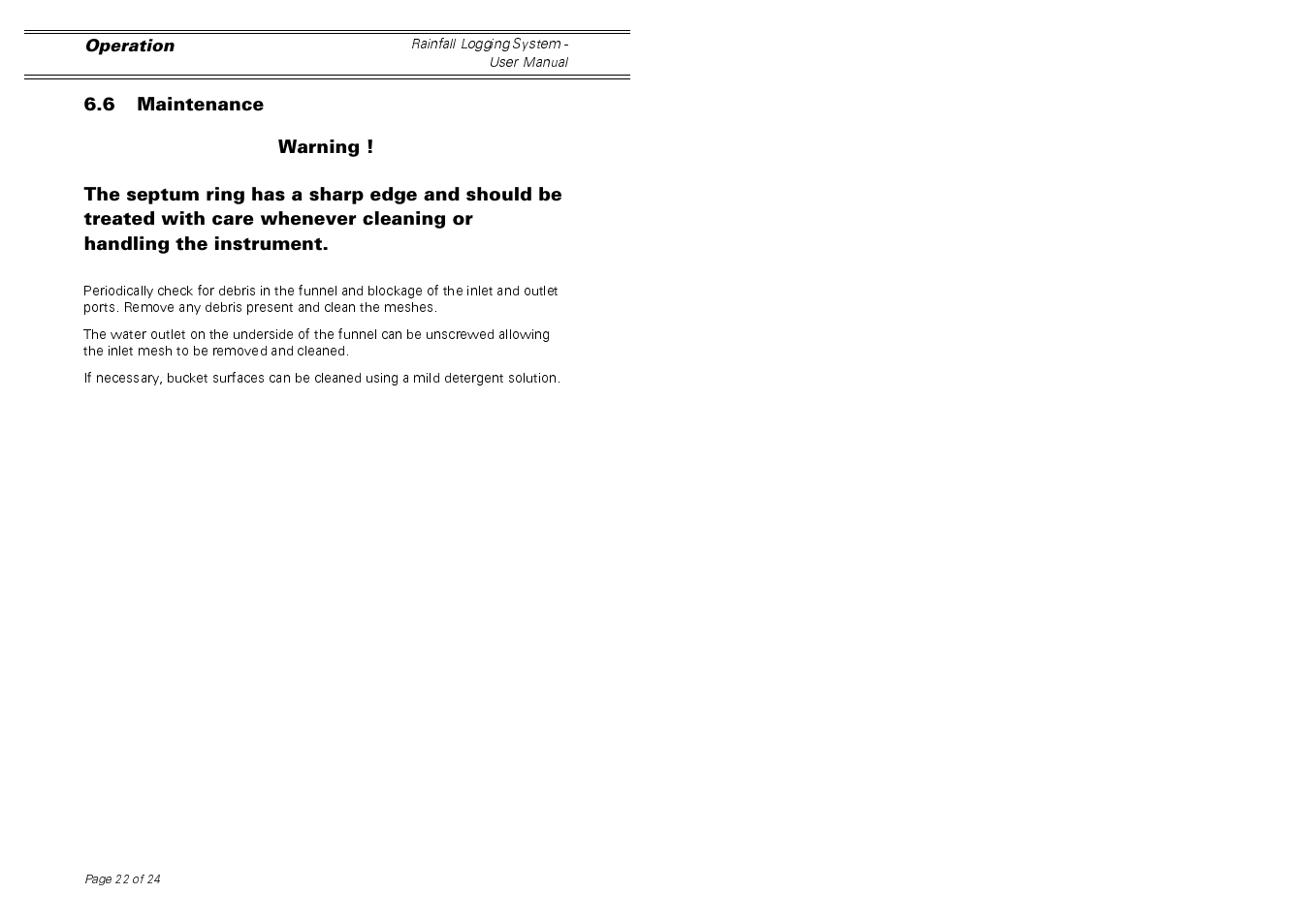 Casella CEL Software for the Rainfall gauge system User Manual | Page 22 / 24