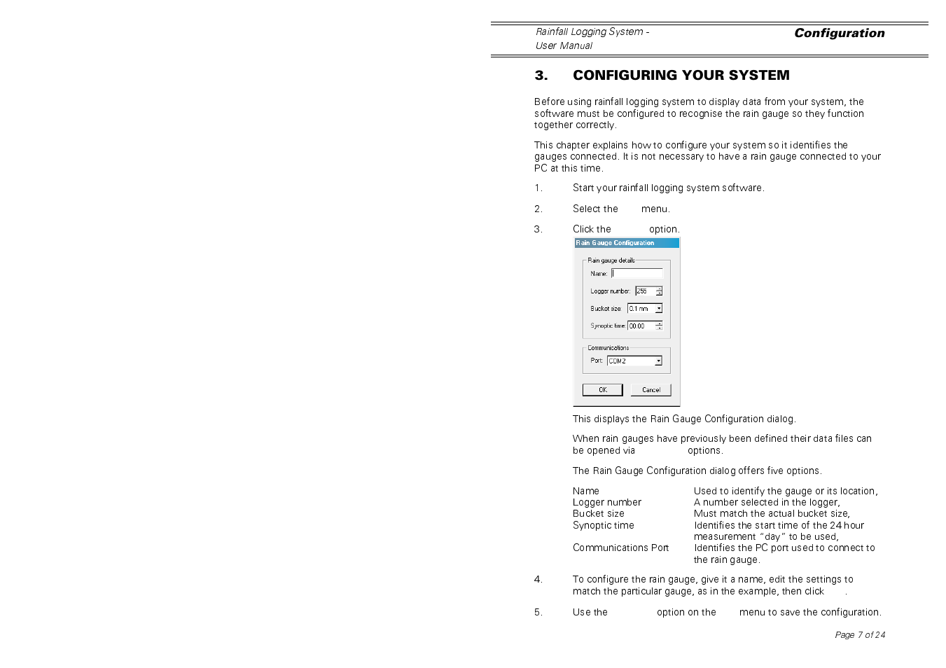 Casella CEL Software for the Rainfall gauge system User Manual | Page 7 / 24