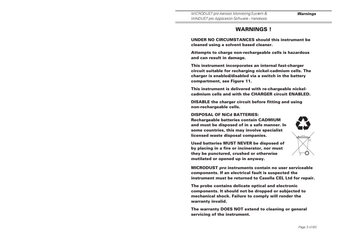 Casella CEL Software for the Microdust dust monitor User Manual | Page 3 / 59