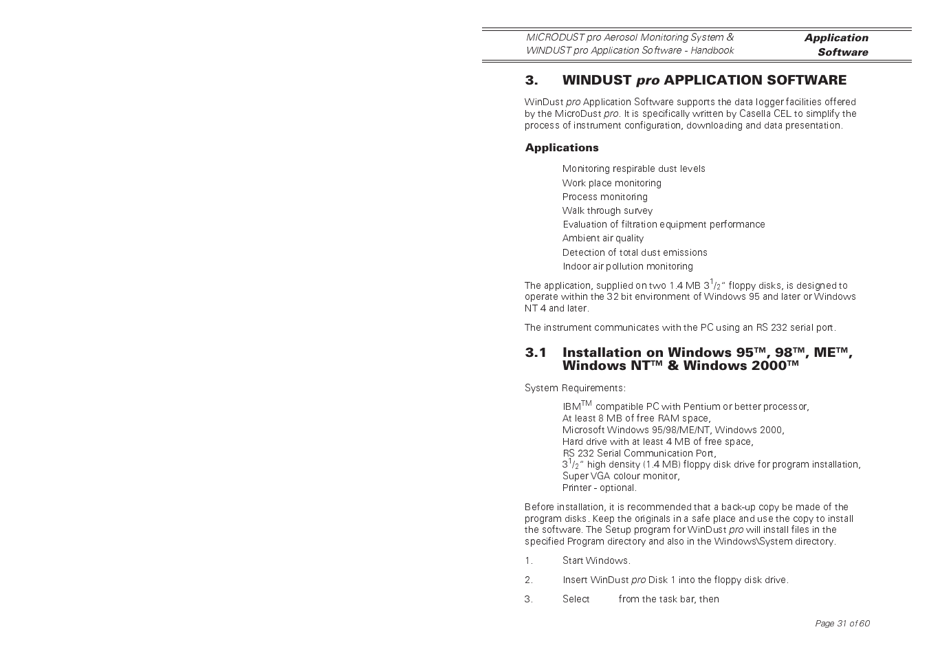 Casella CEL Software for the Microdust dust monitor User Manual | Page 31 / 59