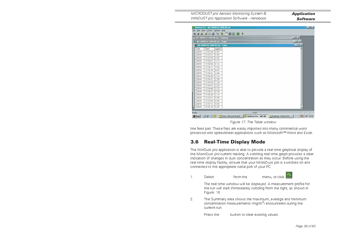 Casella CEL Software for the Microdust dust monitor User Manual | Page 39 / 59