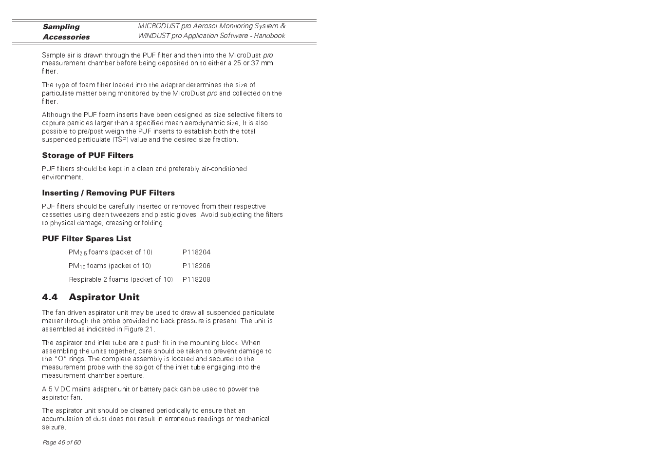 Casella CEL Software for the Microdust dust monitor User Manual | Page 46 / 59