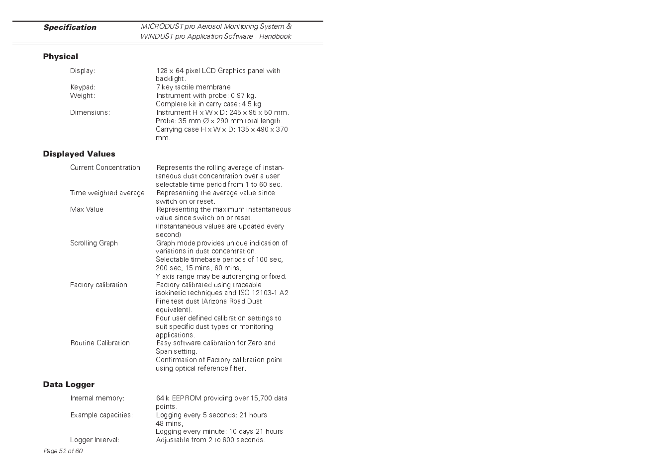 Casella CEL Software for the Microdust dust monitor User Manual | Page 52 / 59