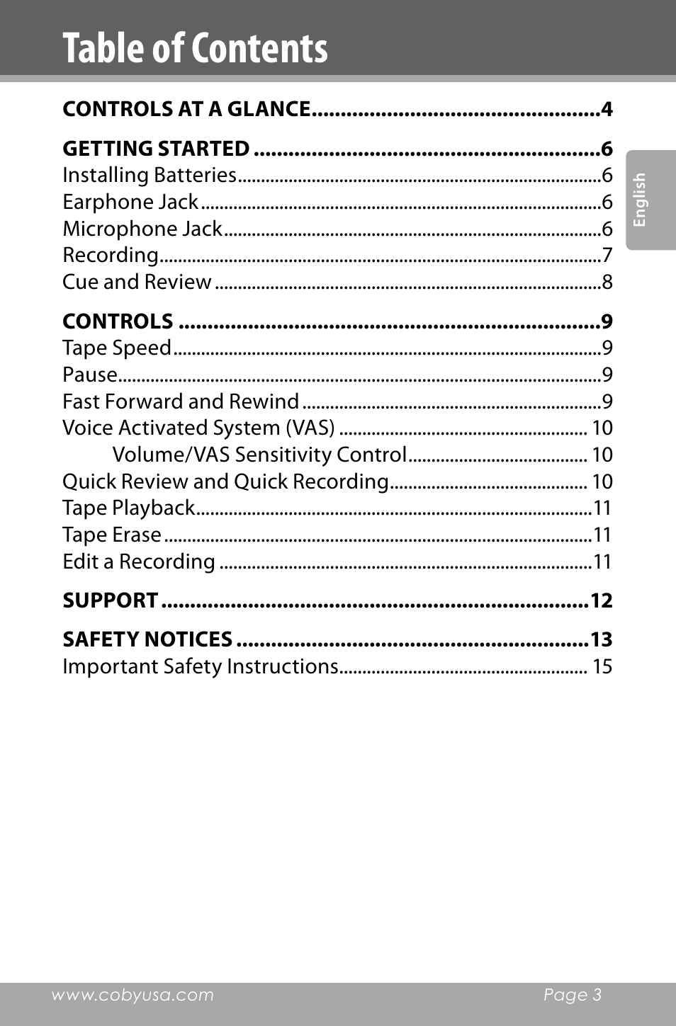 COBY electronic CXR123 User Manual | Page 3 / 48