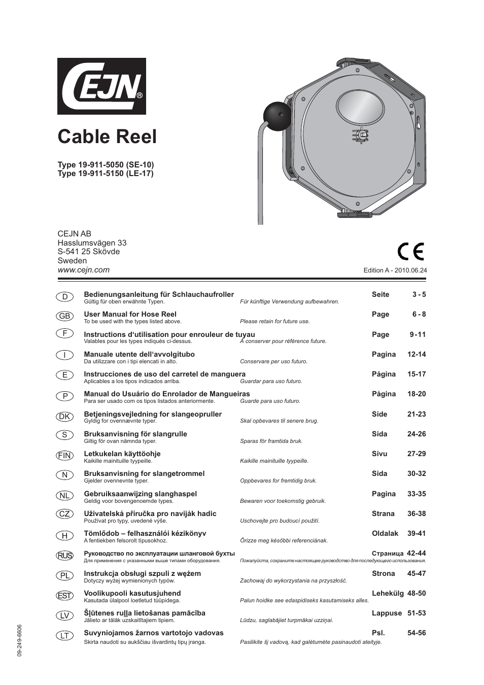 CEJN Cable Reels User Manual | 57 pages