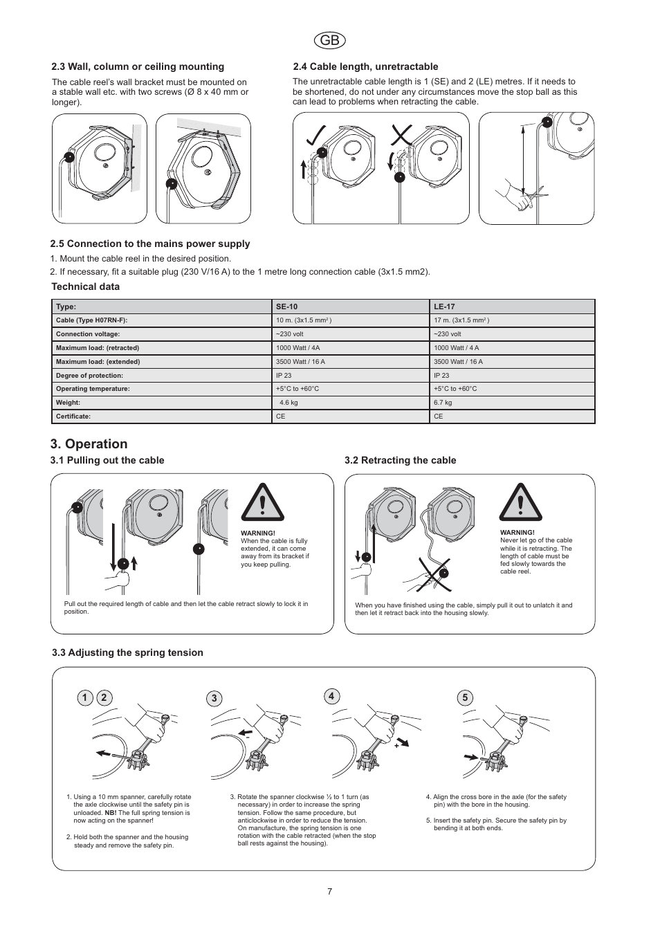 Operation | CEJN Cable Reels User Manual | Page 7 / 57
