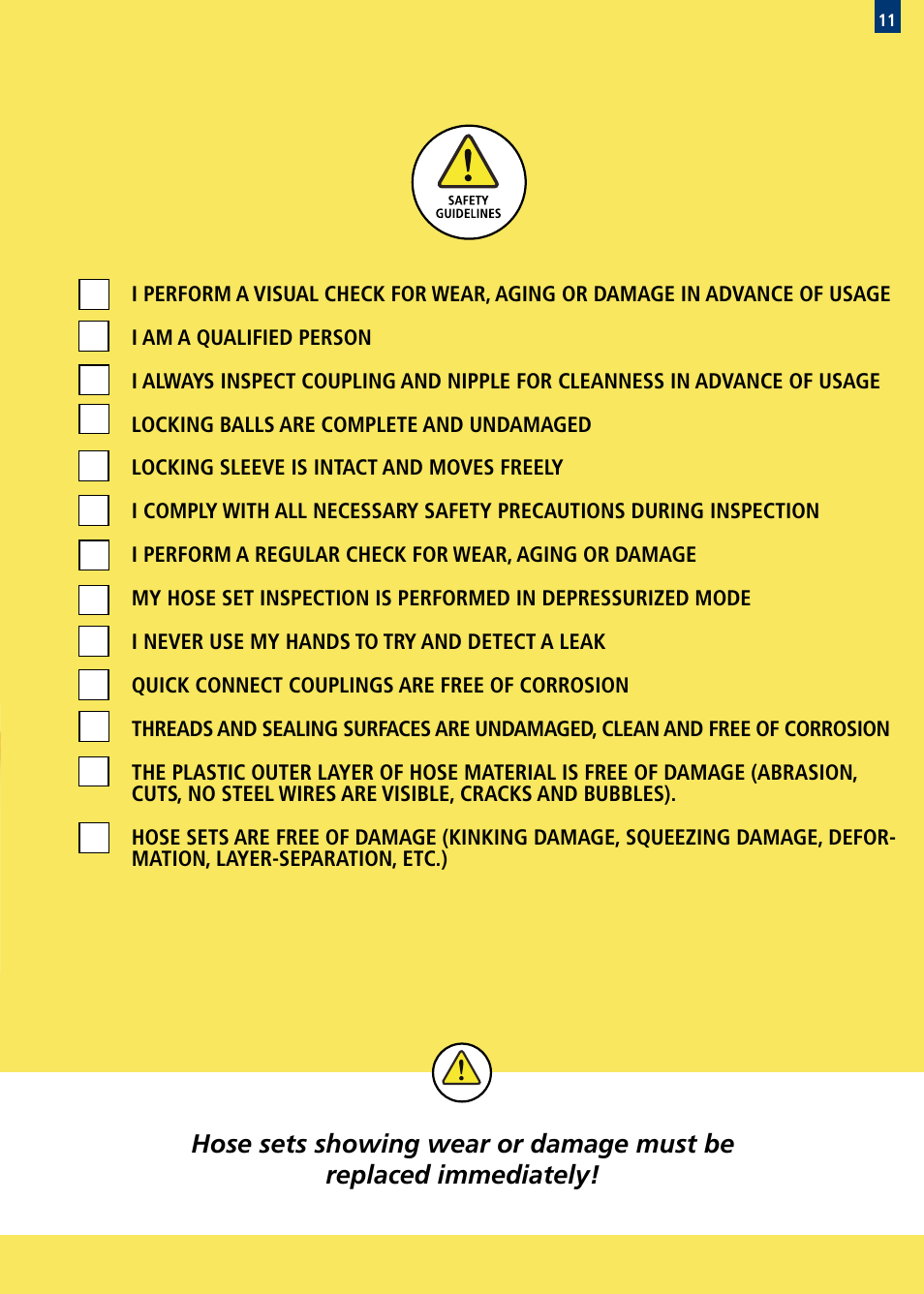 Check for wear and damage | CEJN Work Safely Onboard Ships User Manual | Page 11 / 20