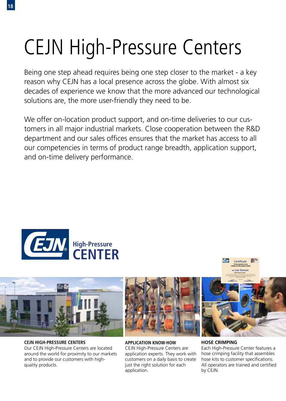 Cejn high-pressure centers, Center, High-pressure | CEJN Work Safely Onboard Ships User Manual | Page 18 / 20