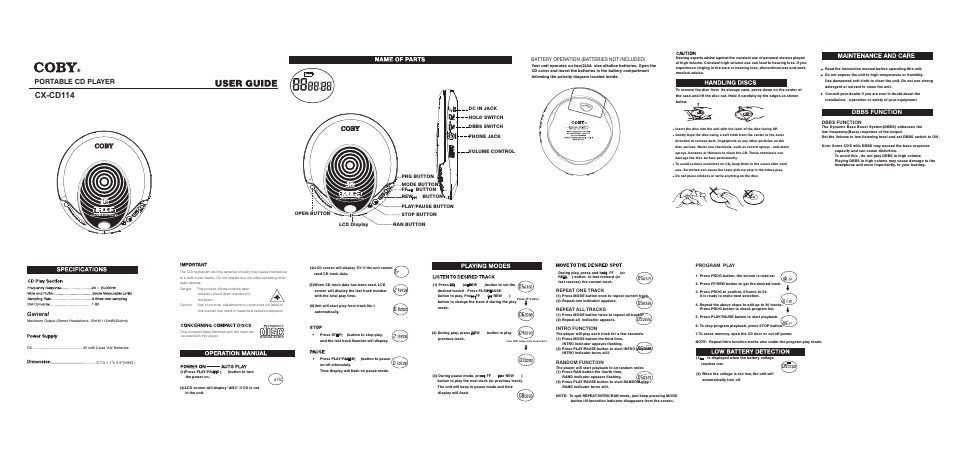 COBY CX-CD114 User Manual | 1 page