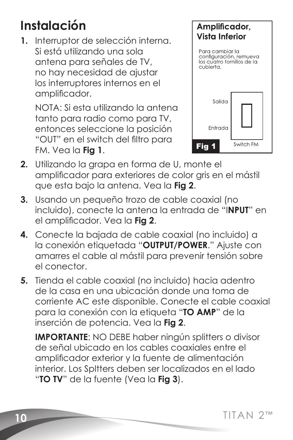 Instalación, Titan 2 | Channel Master Titan 2 Preamplifiers (7777) User Manual | Page 12 / 24