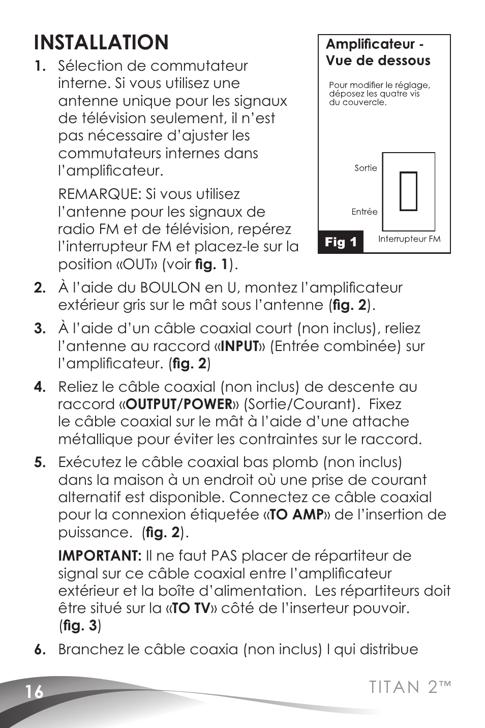 Installation, Titan 2 | Channel Master Titan 2 Preamplifiers (7777) User Manual | Page 18 / 24