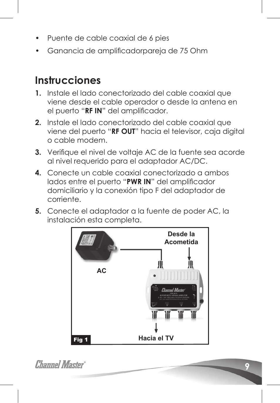Instrucciones | Channel Master Ultra Mini Amplifiers (3410) User Manual | Page 11 / 20