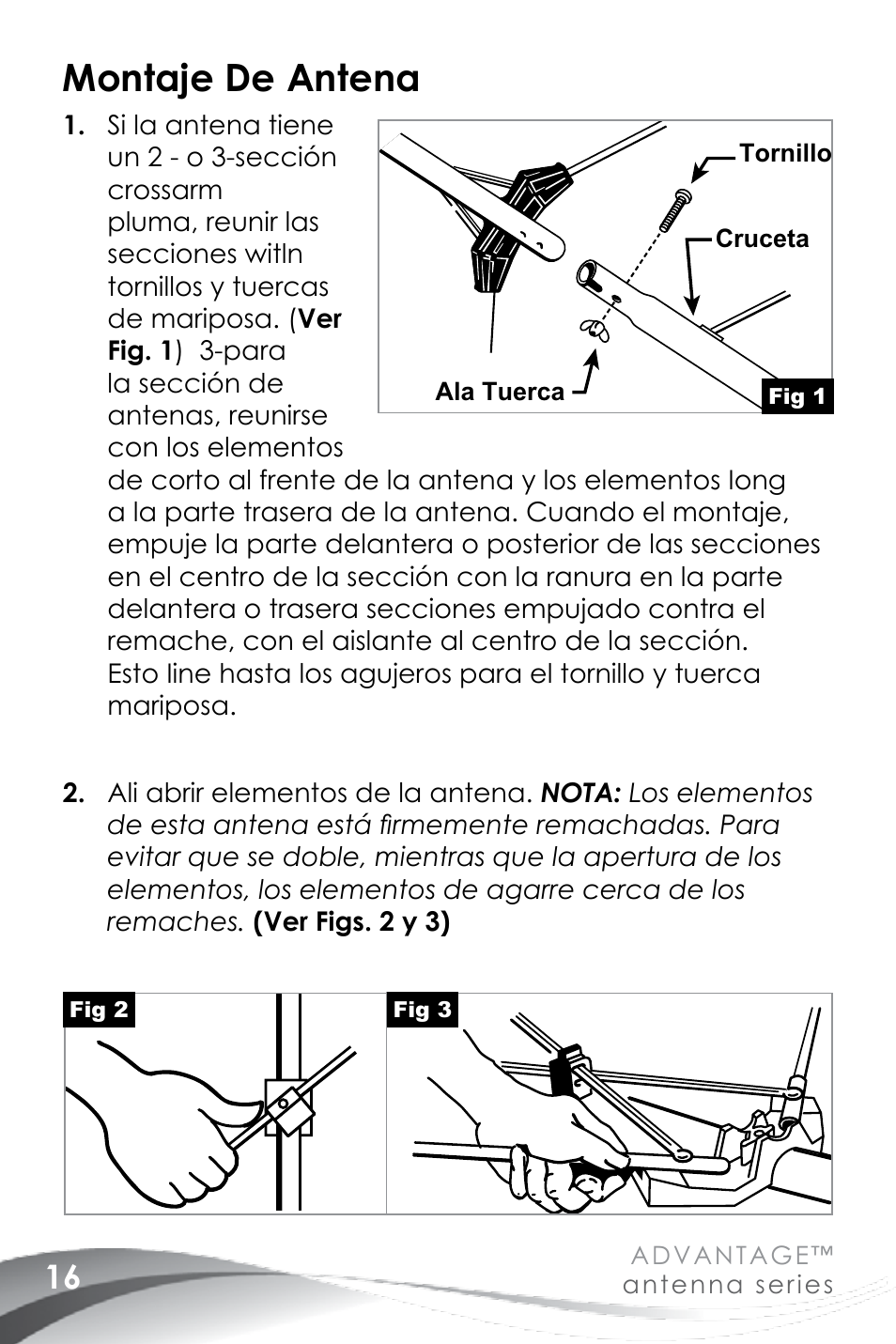 Montaje de antena | Channel Master Advantage 100 (3020) User Manual | Page 18 / 36