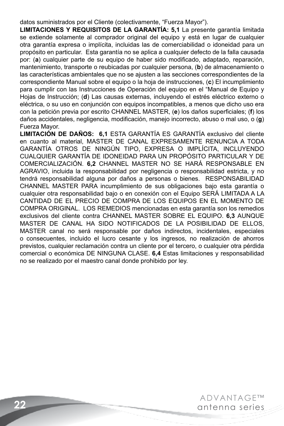 Advantage, Antenna series | Channel Master Advantage 100 (3020) User Manual | Page 24 / 36