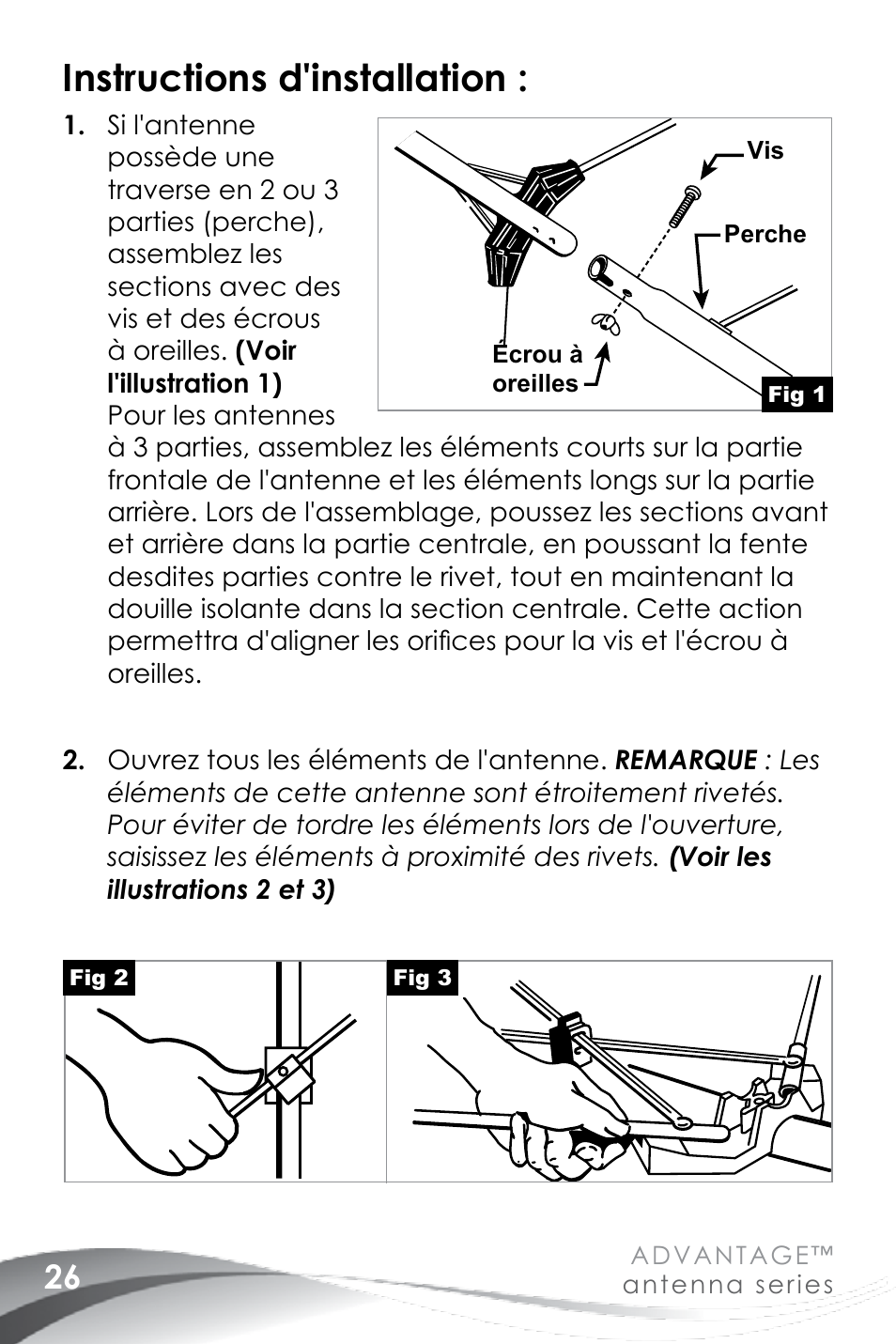 Instructions d'installation | Channel Master Advantage 100 (3020) User Manual | Page 28 / 36